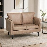 STILVORA 2 Seater Sofa with Rubber Wood Legs in Brown