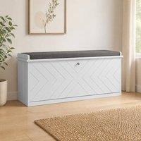 STILVORA Shoe Storage Bench with Padded Seat in White