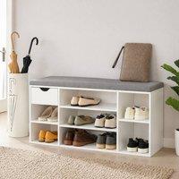 STILVORA Shoe Storage Bench with Drawer & Cushion in White