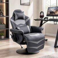 STILVORA Massage Recliner Armchair with Swivel Base & Cup Holders in Grey