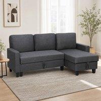 STILVORA 3-Seater Sofa Bed with Storage Grey