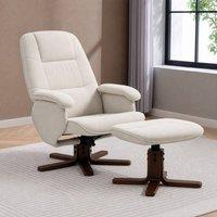 STILVORA Recliner Armchair with Footstool in Beige