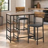 STILVORA Bar Table Set with storage rustic brown