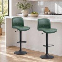 STILVORA Bar Stools Set of 2 with Adjustable Height Green
