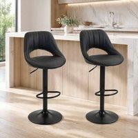 STILVORA Bar Stools Set of 2 with swivel black faux leather