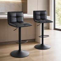 STILVORA Bar Stools Set of 2 with metal frame in Black