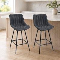 STILVORA Bar Stools Set of 2 with swivel black faux leather