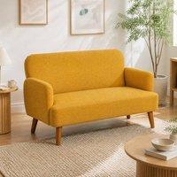STILVORA 2 Seater Sofa with Wood Legs Yellow