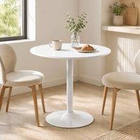 STILVORA Dining Table 70cm with steel frame white
