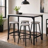 STILVORA Bar Table Set with 4 Stools wooden structure Grey