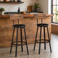 STILVORA Bar Stools Set of 2 with metal frame & faux leather in Black