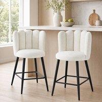 STILVORA Bar Stools Set of 2 with steel frame Cream