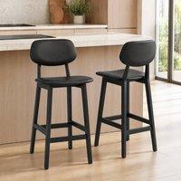 STILVORA Bar Stools Set of 2 with wooden structure Black