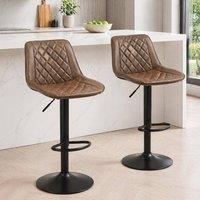 STILVORA Bar Stools Set of 2 with Adjustable Height Brown