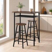 STILVORA Bar Table Set with Storage Shelf Black