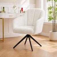 STILVORA Swivel Armchair with Steel Legs in White