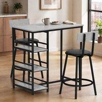 STILVORA Dining Set with Storage & Steel Frame in Grey in Light Grey
