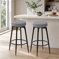 STILVORA Bar Stool Set with swivel seat grey faux leather