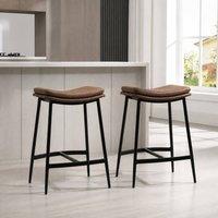 STILVORA Bar Stools Set of 2 with steel frame brown