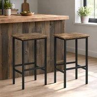 STILVORA Bar Stools Set of 2 with metal frame Rustic Brown