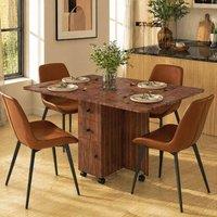 STILVORA Dining Table with Storage & Drop Leaf Brown