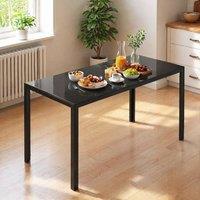 STILVORA Dining Table for 4 with glass top black
