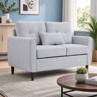 STILVORA 2 Seater Sofa with Linen Upholstery in Grey