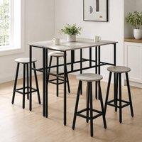 STILVORA Bar Table Set with steel frame in grey