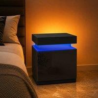 STILVORA Bedside Table with 2 Drawers & LED in Black
