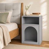 STILVORA Bedside Table with 2 Open Compartments in Grey