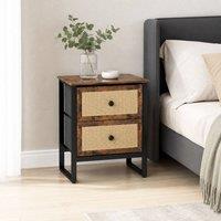 STILVORA Bedside Table with 2 Drawers in Rustic Brown