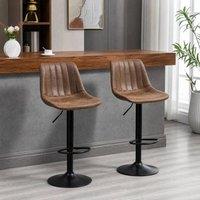 STILVORA Bar Stools Set of 2 with Adjustable Height Brown