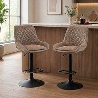 STILVORA Set of 2 Bar Stools with Adjustable Height in Coffee in Brown