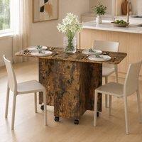 STILVORA Dining Table with Storage & Drop Leaf Rustic Brown