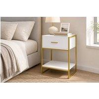 STILVORA Bedside Table with Drawer & Shelf in White