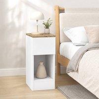 STILVORA Set of 2 Bedside Tables with Drawer & Shelf in White