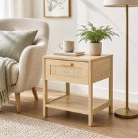 STILVORA Bedside Table with Drawer & Shelf in Natural Wood Effect