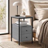 STILVORA Side Table with 2 Drawers & Shelf in Black & Grey