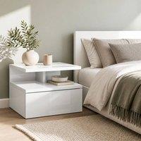 STILVORA Set of 2 Bedside Tables with Drawer & Shelf White