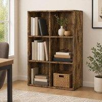 STILVORA Bookcase with 6 Open Cubes in Rustic Brown