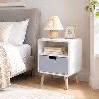 STILVORA Bedside Cabinet with Drawer & Shelf in Grey