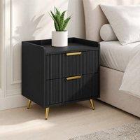 STILVORA Bedside Table with 2 Drawers in Black