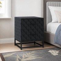 STILVORA Bedside Tables Set of 2 with 2 Drawers Black