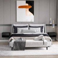 STILVORA Set of 2 Wall Mounted Bedside Tables with Drawer, Black