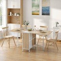 STILVORA Drop Leaf Dining Table with Storage Oak in Light Oak
