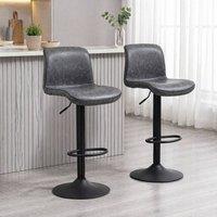 STILVORA Set of 2 Bar Stools with adjustable height dark grey