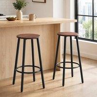 STILVORA Bar Stools Set of 2 with steel frame brown