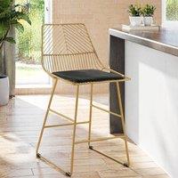 STILVORA Set of 2 Bar Stools with steel frame in gold