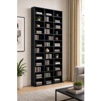 STILVORA Media Storage Unit 102 x 195 cm with Adjustable Shelves in Black