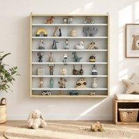 STILVORA Wall Display Cabinet with 6 Adjustable Shelves in Oak in Light Oak